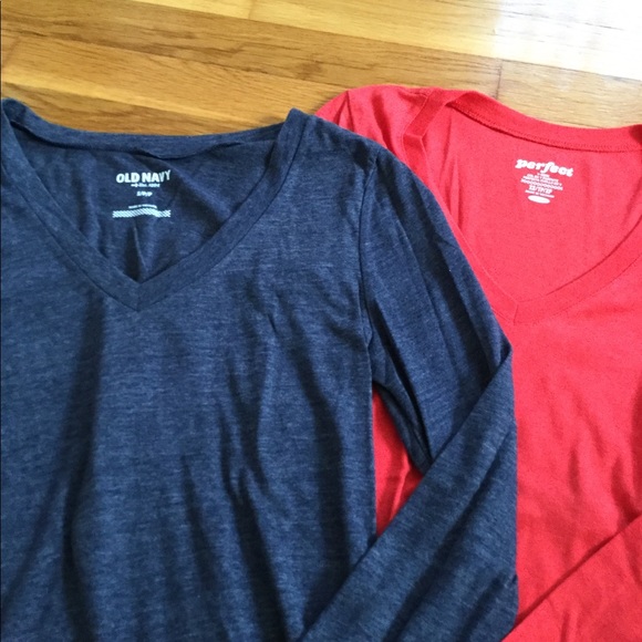 Basic V-Neck Long Sleeve Tees - Picture 1 of 5